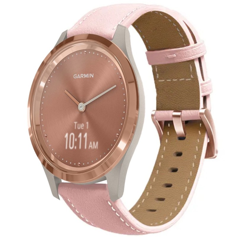 Estuyoya Correa cuero Fino Garmin Vivomove 3S Rosa