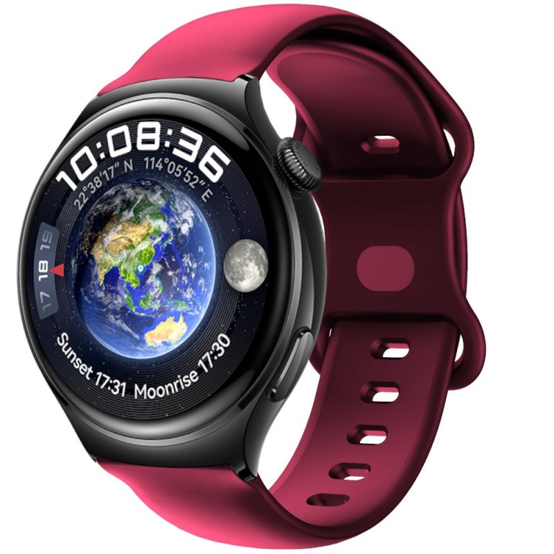 Estuyoya Correa silicona Doble Cierre Huawei Watch 4/4 Pro Rojo Vino