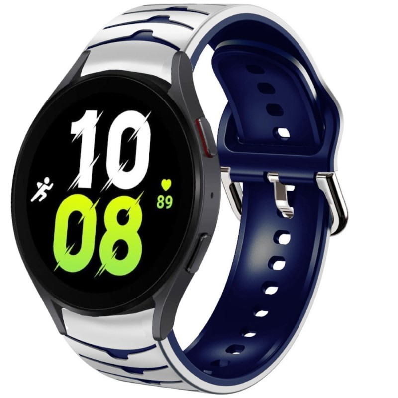 Estuyoya Correa silicona Ondas Samsung Galaxy Watch 5 - 40mm Blanco,Azul
