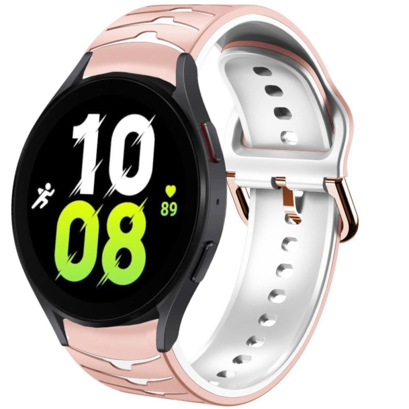 Estuyoya Correa silicona Ondas Samsung Galaxy Watch 5 - 40mm Rosa,Blanco