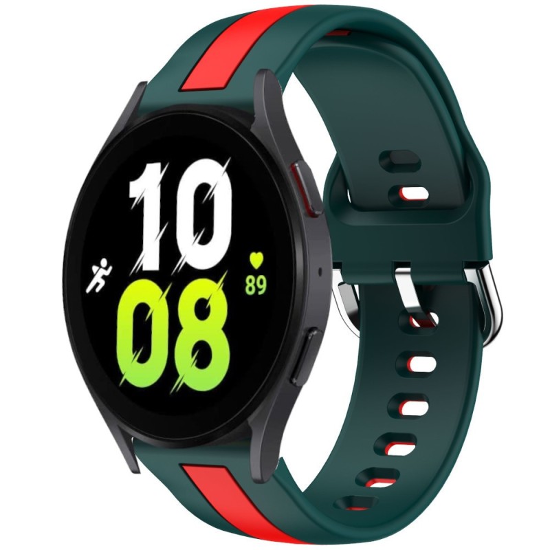 Estuyoya Correa silicona Raya Samsung Galaxy Watch 5 - 40mm Verde,Rojo