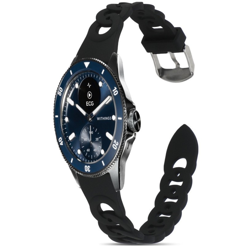 Estuyoya Correa silicona Diseño Cadena Withings Scanwatch Horizon Negro