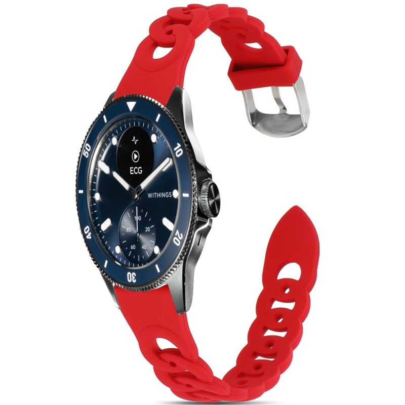 Estuyoya Correa silicona Diseño Cadena Withings Scanwatch Horizon Rojo
