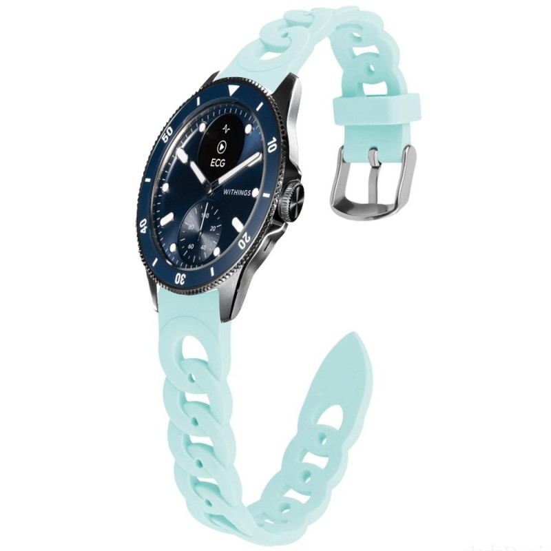 Estuyoya Correa silicona Diseño Cadena Withings Scanwatch Horizon Azul