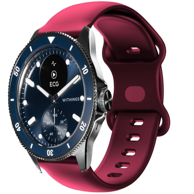 Estuyoya Correa silicona Doble Cierre Withings Scanwatch Horizon Rojo Vino