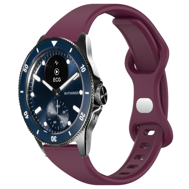 Estuyoya Correa silicona Fina Withings Scanwatch Horizon Rojo Vino