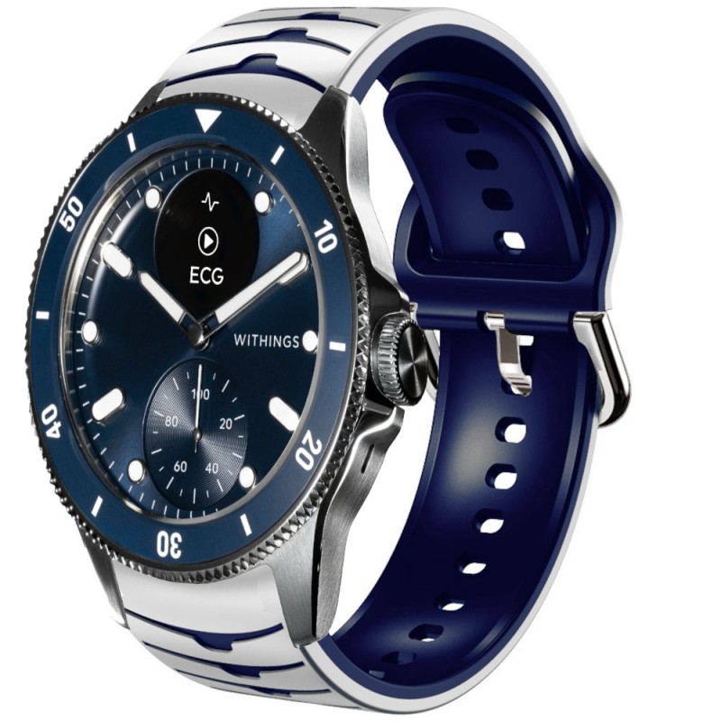 Estuyoya Correa silicona Ondas Withings Scanwatch Horizon Blanco,Azul