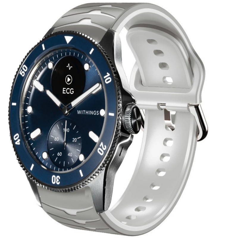 Estuyoya Correa silicona Ondas Withings Scanwatch Horizon Gris,Blanco
