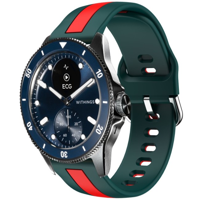Estuyoya Correa silicona Raya Withings Scanwatch Horizon Verde,Rojo