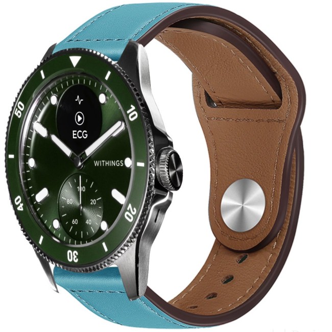 Estuyoya Correa cuero Bucle Withings Scanwatch Nova azul