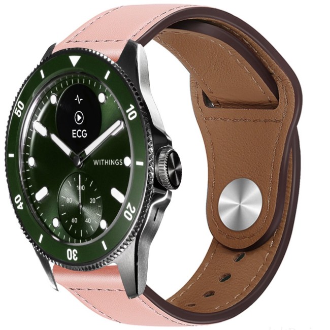 Estuyoya Correa cuero Bucle Withings Scanwatch Nova rosa