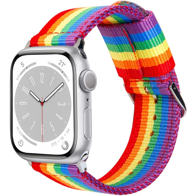 Estuyoya Correa nylon Apple Watch lgtbi Plata