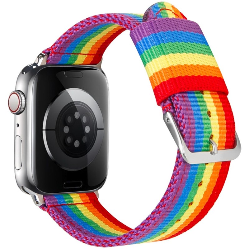 Estuyoya Correa nylon Apple Watch lgtbi Plata