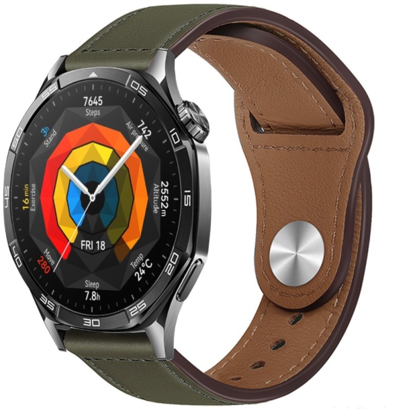 Estuyoya Correa cuero Bucle Huawei Watch GT 5 - 46mm verde oliva