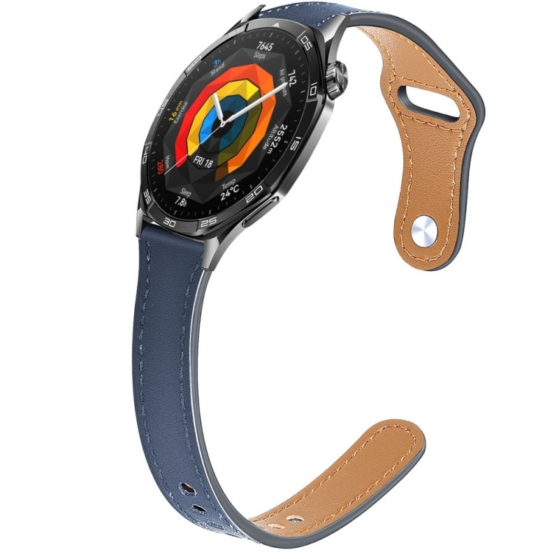 Estuyoya Correa cuero Slim Huawei Watch GT 5 - 46mm azul oscuro