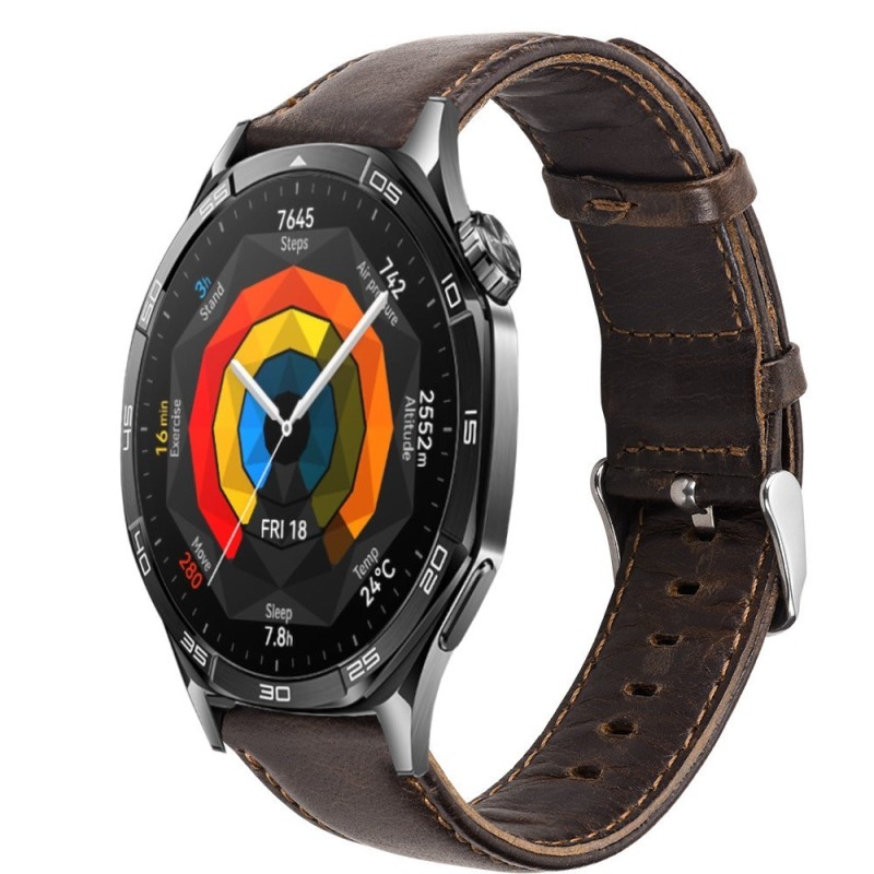 Estuyoya Correa cuero Vintage Huawei Watch GT 5 - 46mm marrón café