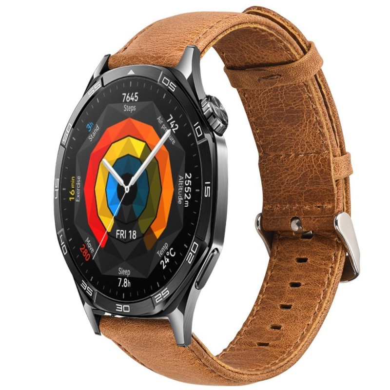 Estuyoya Correa cuero Vintage Huawei Watch GT 5 - 46mm marrón camel