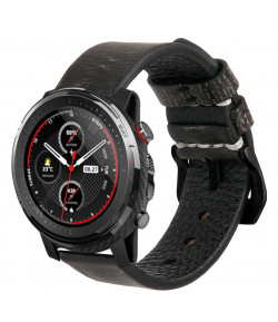 Correa de Cuero Genuino para Samsung Galaxy Watch 3 45mm / Gear S3 Frontier / Classic ,Diseño Único Hecha a Mano, 22mm - Grey