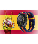 Pulsera de Nylon para Samsung Gear S3 Frontier / Classic / Galaxy Watch 46mm Colores Bandera de España Transpirable