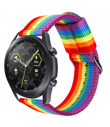 repentino carro A rayas Pulsera para Samsung Galaxy Watch 3 45mm / Gear S3 Frontier / Classic,  Correa Nailon 22MM Orgullo Gay LGTBI - Estuyoya