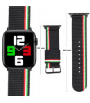 Pulsera de Nailon para Apple Watch 6/5/4/3/2/1/SE/Nike+ Bandera Italia Black