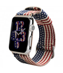 Pulsera de Nailon para Apple Watch bandera de EEUU iWatch 45-44-42mm Series 7 / 6 / 5 / 4 / 3 / 2 / 1 / SE