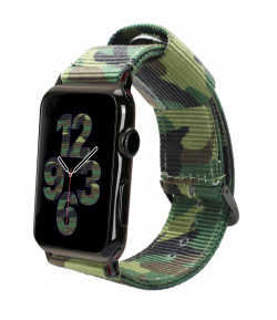 Pulsera de Nailon para Apple Watch 45-44-42mm Camuflaje del Ejercito iWatch Series 7 / 6 / 5 / 4 / 3 / 2 / 1 / SE
