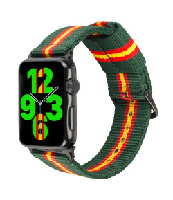 Pulsera de Nailon para Apple Watch 45-44-42mm iWatch Series 7 / 6 / 5 / 4 / 3 / 2 / 1 / SE Bandera de España - Greenline