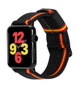 Pulsera de Nailon para Apple Watch colores bandera de España iWatch Series 7 / 6 / 5 / 4 / 3 / 2 / 1 / SE - Lineblack
