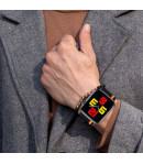 Pulsera de Nailon para Apple Watch con los colores de la bandera de España iWatch Series 6 / 5 / 4 / 3 / 2 / 1 / SE - Lineblack