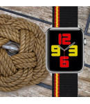 Pulsera de Nailon para Apple Watch con los colores de la bandera de España iWatch Series 6 / 5 / 4 / 3 / 2 / 1 / SE - Lineblack