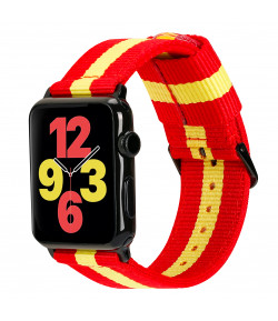 Pulsera de Nailon para Apple Watch colores bandera de España iWatch Series 7 / 6 / 5 / 4 / 3 / 2 / 1 / SE - Rojigualda
