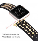 Pulsera de Piel con Tachuelas para Apple Watch Diseño de Cuero Rock Star Exclusivo 38-40mm Series 6/SE/5/4/3/2/1 - Negro